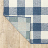 4' X 6' Blue and Ivory Geometric Stain Resistant Indoor Outdoor Area Rug - Homeroots - Flyclothing LLC