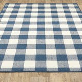 4' X 6' Blue and Ivory Geometric Stain Resistant Indoor Outdoor Area Rug - Homeroots - Flyclothing LLC
