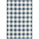 5' X 8' Blue and Ivory Geometric Stain Resistant Indoor Outdoor Area Rug - Homeroots - Flyclothing LLC