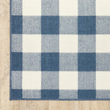 9' X 13' Blue and Ivory Geometric Stain Resistant Indoor Outdoor Area Rug - Homeroots - Flyclothing LLC