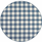 8' X 8' Blue and Ivory Round Geometric Stain Resistant Indoor Outdoor Area Rug - Homeroots - Flyclothing LLC