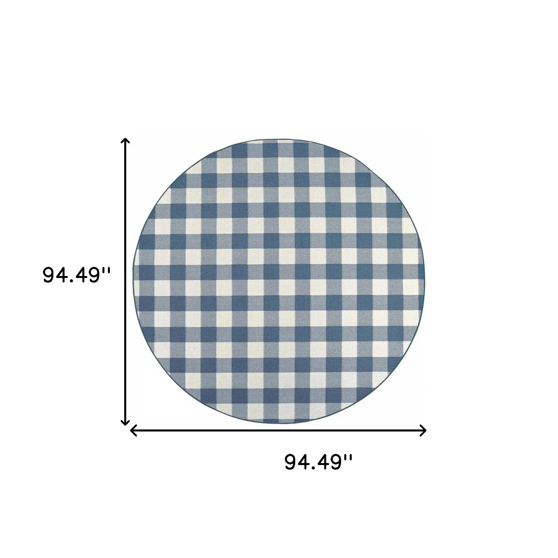 8' X 8' Blue and Ivory Round Geometric Stain Resistant Indoor Outdoor Area Rug - Homeroots - Flyclothing LLC