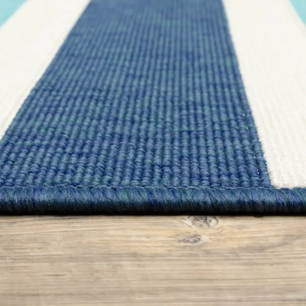 2' X 3' Blue and Ivory Geometric Stain Resistant Indoor Outdoor Area Rug - Homeroots - Flyclothing LLC