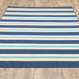 2' X 3' Blue and Ivory Geometric Stain Resistant Indoor Outdoor Area Rug - Homeroots - Flyclothing LLC