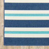 2' X 8' Blue and Ivory Geometric Stain Resistant Indoor Outdoor Area Rug - Homeroots - Flyclothing LLC