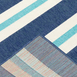 2' X 8' Blue and Ivory Geometric Stain Resistant Indoor Outdoor Area Rug - Homeroots - Flyclothing LLC