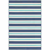 7' X 10' Blue and Ivory Geometric Stain Resistant Indoor Outdoor Area Rug - Homeroots - Flyclothing LLC