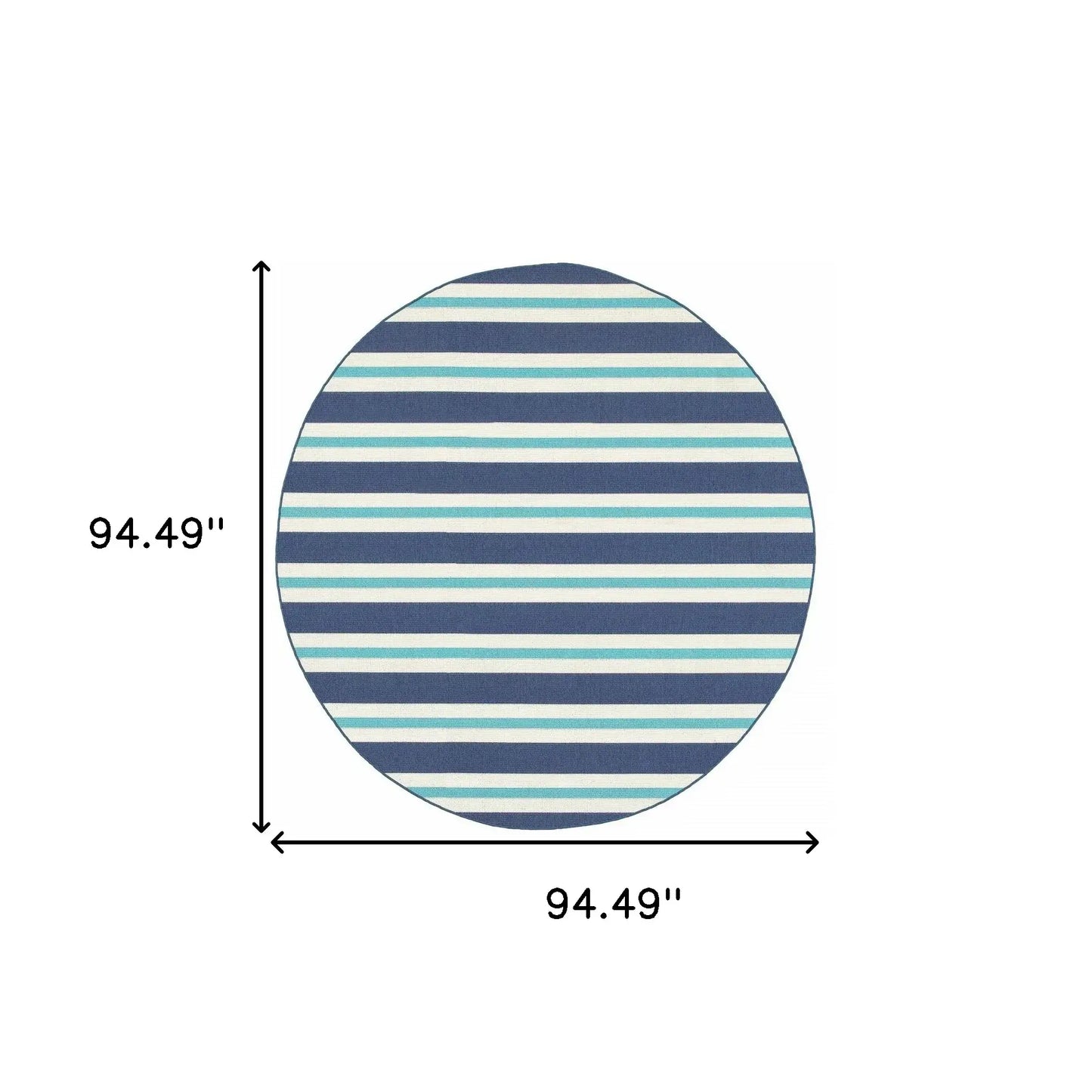 8' X 8' Blue and Ivory Round Geometric Stain Resistant Indoor Outdoor Area Rug - Homeroots - Flyclothing LLC