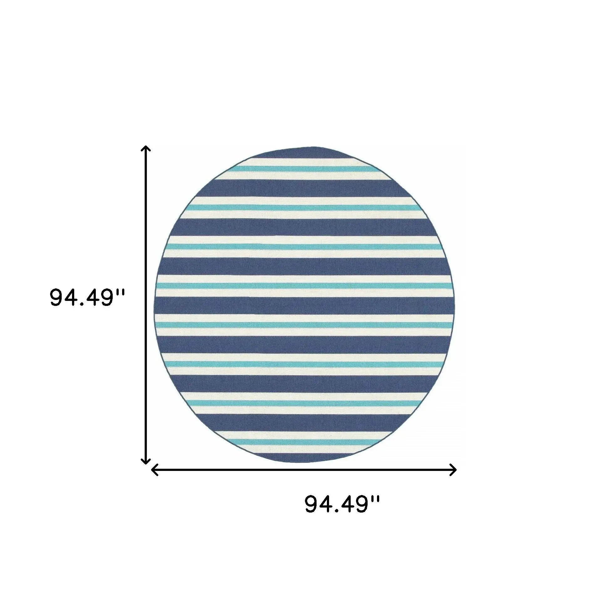 8' X 8' Blue and Ivory Round Geometric Stain Resistant Indoor Outdoor Area Rug - Homeroots - Flyclothing LLC