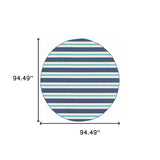 8' X 8' Blue and Ivory Round Geometric Stain Resistant Indoor Outdoor Area Rug - Homeroots - Flyclothing LLC