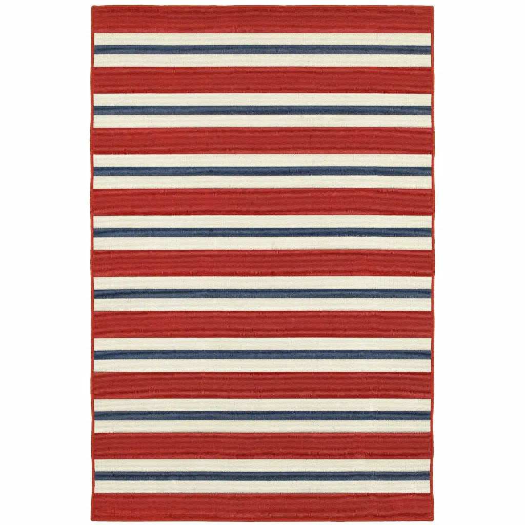 2' X 3' Red and Ivory Geometric Stain Resistant Indoor Outdoor Area Rug - Homeroots - Flyclothing LLC