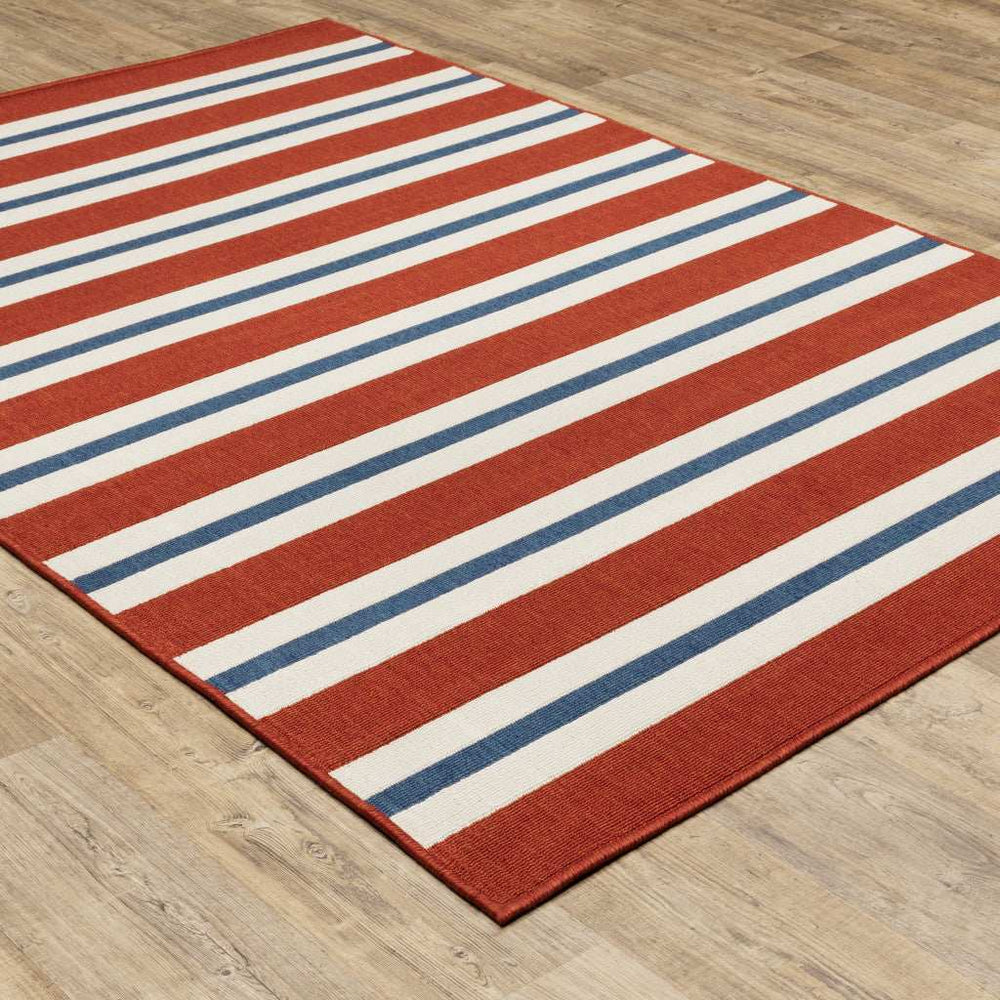 2' X 3' Red and Ivory Geometric Stain Resistant Indoor Outdoor Area Rug - Homeroots - Flyclothing LLC