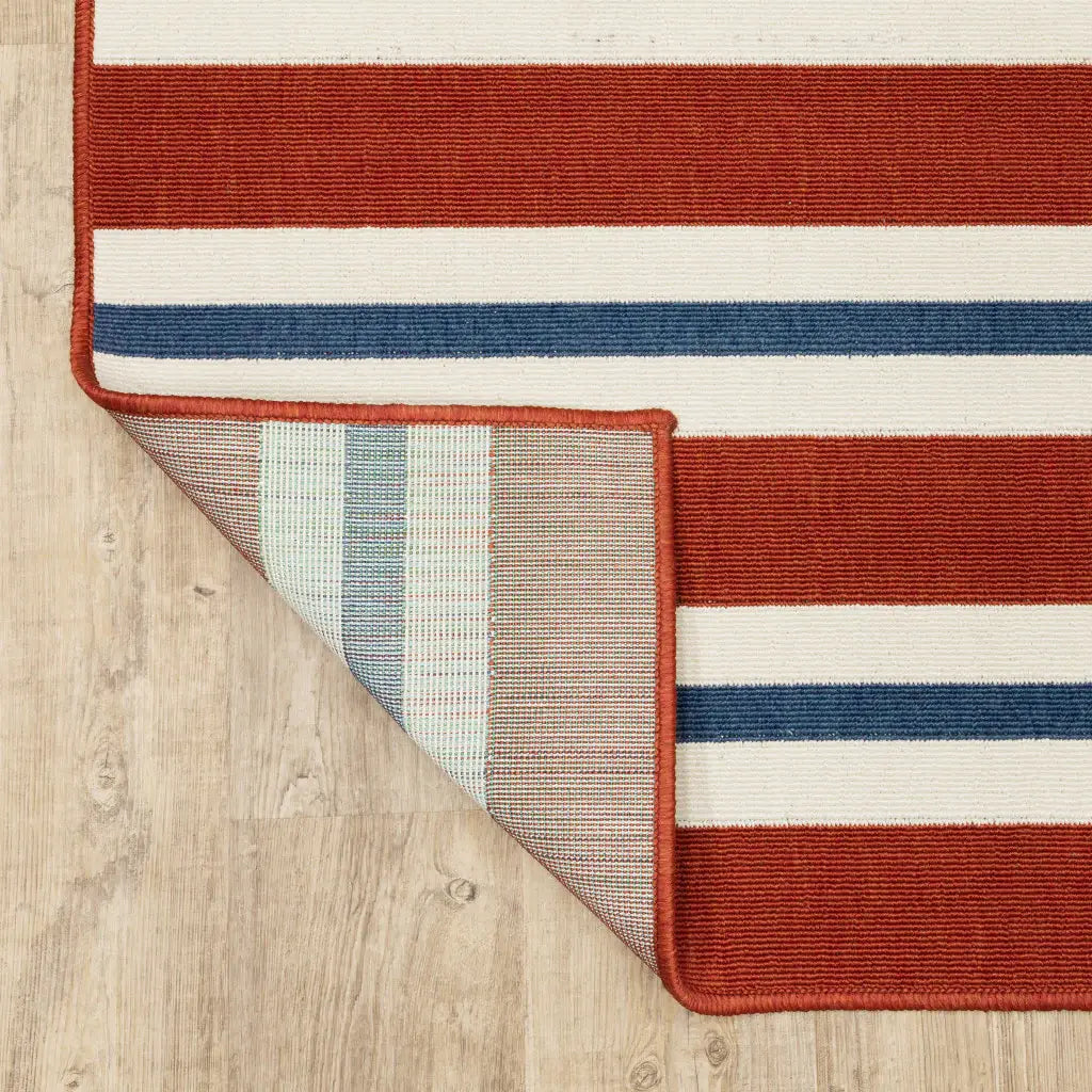 2' X 3' Red and Ivory Geometric Stain Resistant Indoor Outdoor Area Rug - Homeroots - Flyclothing LLC