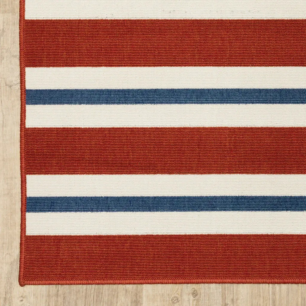 2' X 8' Red and Ivory Geometric Stain Resistant Indoor Outdoor Area Rug - Homeroots - Flyclothing LLC