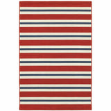 5' X 8' Red and Ivory Geometric Stain Resistant Indoor Outdoor Area Rug - Homeroots - Flyclothing LLC