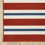 8' X 11' Red and Ivory Geometric Stain Resistant Indoor Outdoor Area Rug - Homeroots - Flyclothing LLC