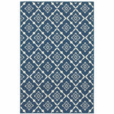 2' X 3' Blue and Ivory Floral Stain Resistant Indoor Outdoor Area Rug - Homeroots