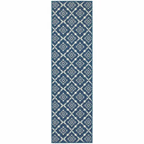 2' X 8' Blue and Ivory Floral Stain Resistant Indoor Outdoor Area Rug - Homeroots - Flyclothing LLC