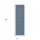 2' X 8' Blue and Ivory Floral Stain Resistant Indoor Outdoor Area Rug - Homeroots - Flyclothing LLC