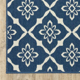 2' X 8' Blue and Ivory Floral Stain Resistant Indoor Outdoor Area Rug - Homeroots - Flyclothing LLC