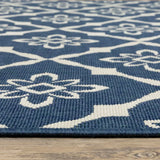 4' X 6' Blue and Ivory Floral Stain Resistant Indoor Outdoor Area Rug - Homeroots - Flyclothing LLC