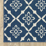 8' X 11' Blue and Ivory Floral Stain Resistant Indoor Outdoor Area Rug - Homeroots - Flyclothing LLC