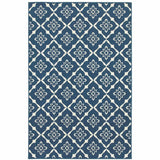 9' X 13' Blue and Ivory Floral Stain Resistant Indoor Outdoor Area Rug - Homeroots - Flyclothing LLC