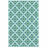 2' X 3' Blue and Green Geometric Stain Resistant Indoor Outdoor Area Rug - Homeroots - Flyclothing LLC