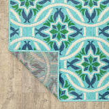 2' X 3' Blue and Green Geometric Stain Resistant Indoor Outdoor Area Rug - Homeroots - Flyclothing LLC