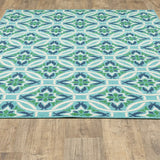 2' X 3' Blue and Green Geometric Stain Resistant Indoor Outdoor Area Rug - Homeroots - Flyclothing LLC