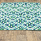 2' X 3' Blue and Green Geometric Stain Resistant Indoor Outdoor Area Rug - Homeroots - Flyclothing LLC