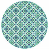 8' X 8' Blue and Green Round Geometric Stain Resistant Indoor Outdoor Area Rug - Homeroots - Flyclothing LLC