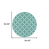 8' X 8' Blue and Green Round Geometric Stain Resistant Indoor Outdoor Area Rug - Homeroots - Flyclothing LLC