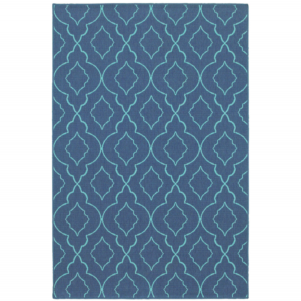 2' X 3' Blue Geometric Stain Resistant Indoor Outdoor Area Rug