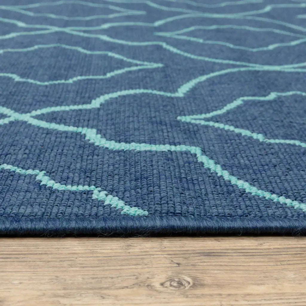 2' X 3' Blue Geometric Stain Resistant Indoor Outdoor Area Rug - Homeroots - Flyclothing LLC