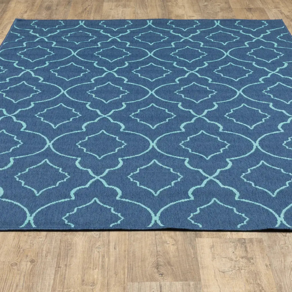 2' X 3' Blue Geometric Stain Resistant Indoor Outdoor Area Rug - Homeroots - Flyclothing LLC