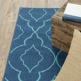 2' X 8' Blue Geometric Stain Resistant Indoor Outdoor Area Rug - Homeroots - Flyclothing LLC