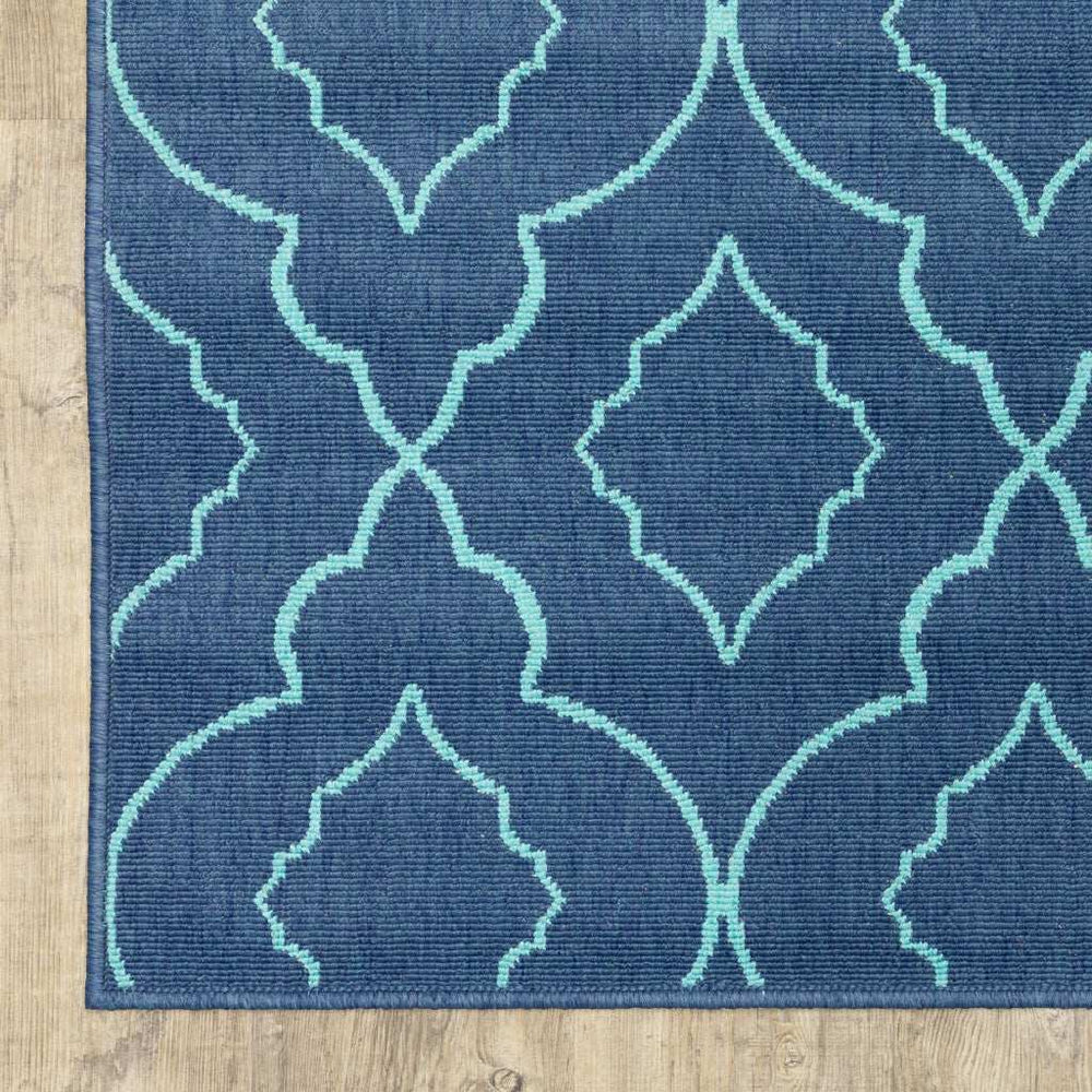 2' X 8' Blue Geometric Stain Resistant Indoor Outdoor Area Rug - Homeroots - Flyclothing LLC