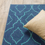 2' X 8' Blue Geometric Stain Resistant Indoor Outdoor Area Rug - Homeroots - Flyclothing LLC