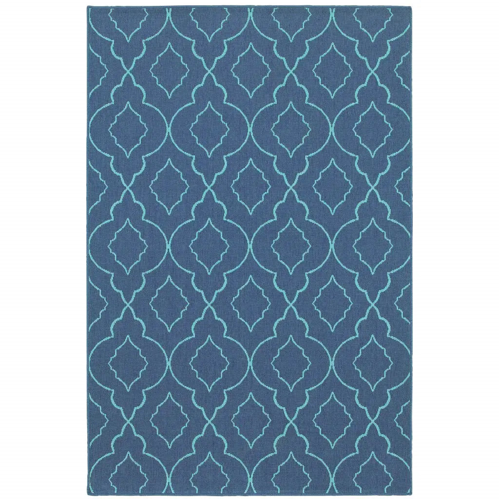 7' X 10' Blue Geometric Stain Resistant Indoor Outdoor Area Rug - Homeroots - Flyclothing LLC