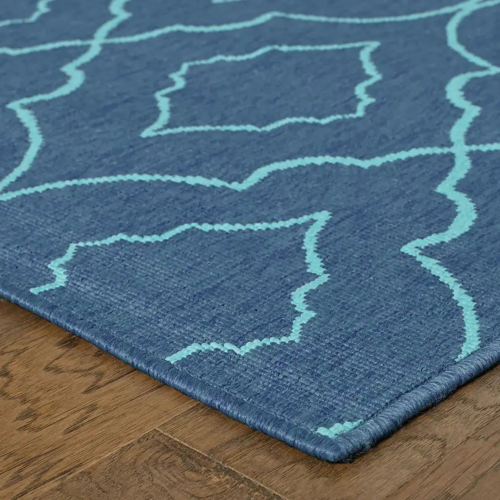 8' X 11' Blue Geometric Stain Resistant Indoor Outdoor Area Rug - Homeroots - Flyclothing LLC