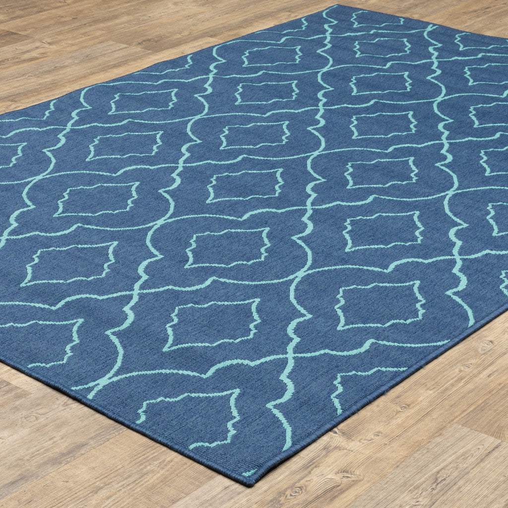 8' X 11' Blue Geometric Stain Resistant Indoor Outdoor Area Rug - Homeroots - Flyclothing LLC
