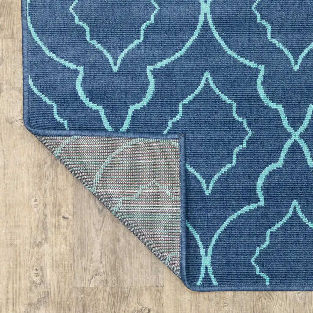 8' X 11' Blue Geometric Stain Resistant Indoor Outdoor Area Rug - Homeroots - Flyclothing LLC