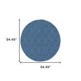 8' X 8' Blue Round Geometric Stain Resistant Indoor Outdoor Area Rug - Homeroots - Flyclothing LLC