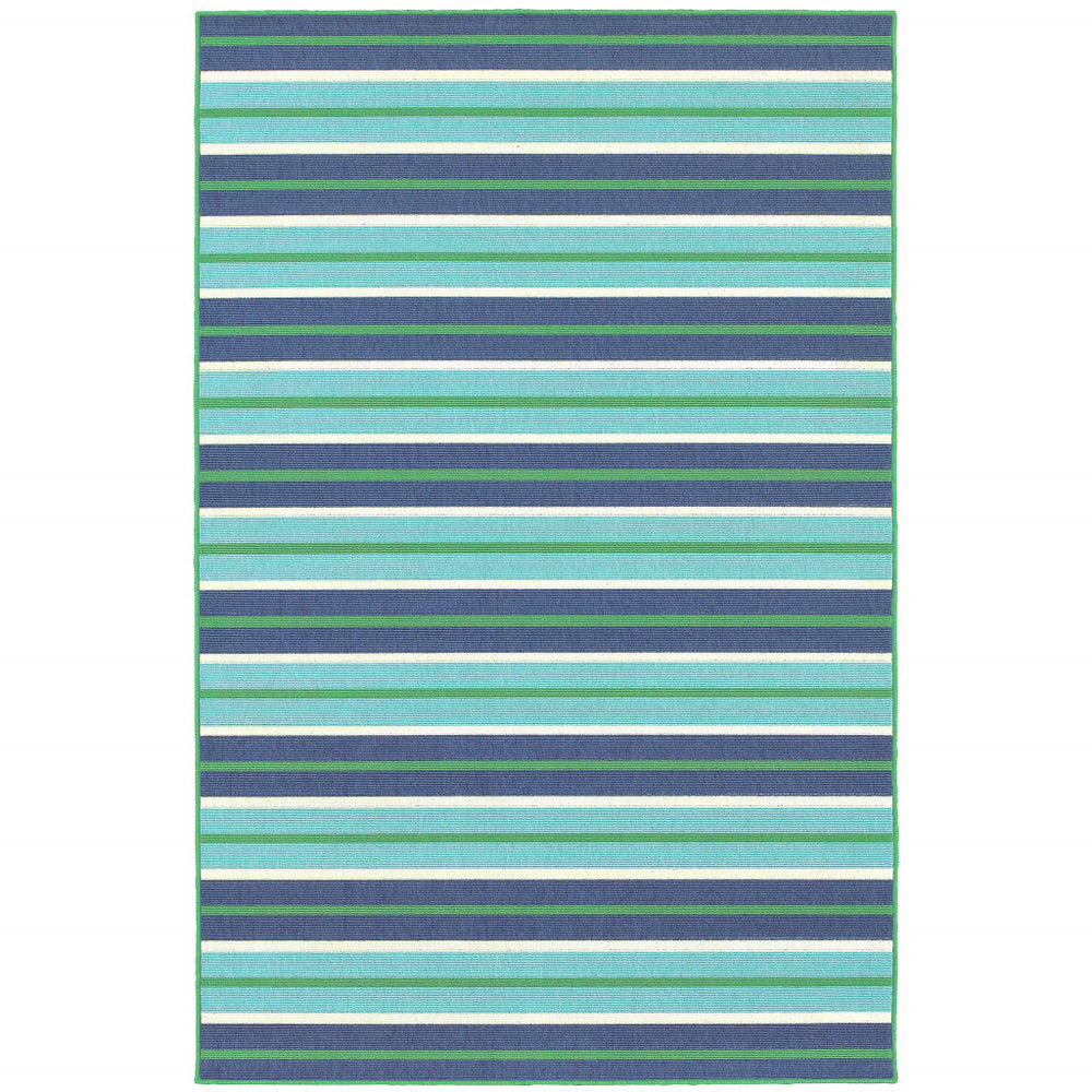 2' X 3' Blue and Green Geometric Stain Resistant Indoor Outdoor Area Rug