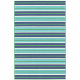 2' X 3' Blue and Green Geometric Stain Resistant Indoor Outdoor Area Rug