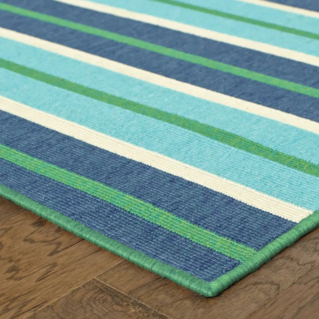 2' X 3' Blue and Green Geometric Stain Resistant Indoor Outdoor Area Rug - Homeroots - Flyclothing LLC