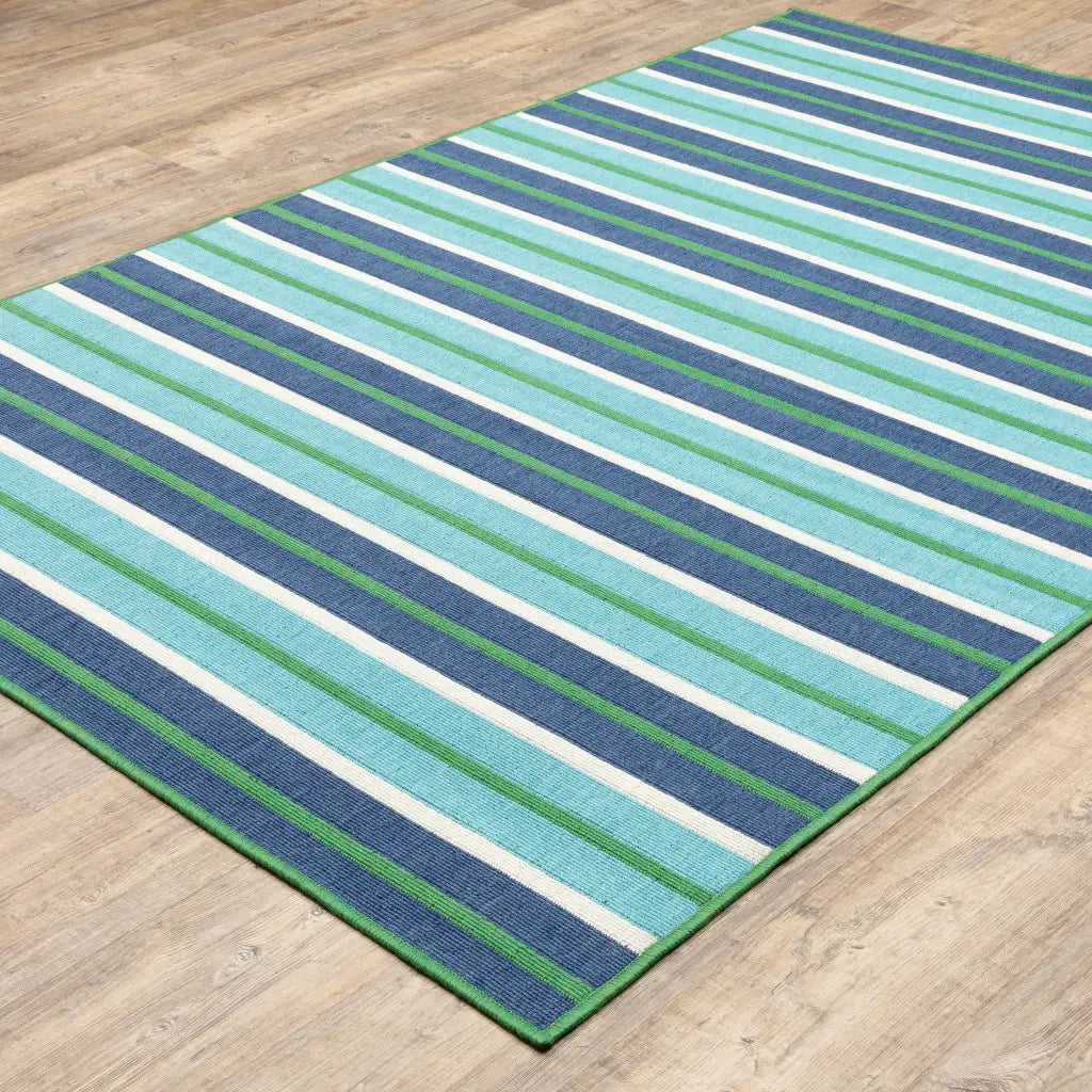 2' X 3' Blue and Green Geometric Stain Resistant Indoor Outdoor Area Rug - Homeroots - Flyclothing LLC