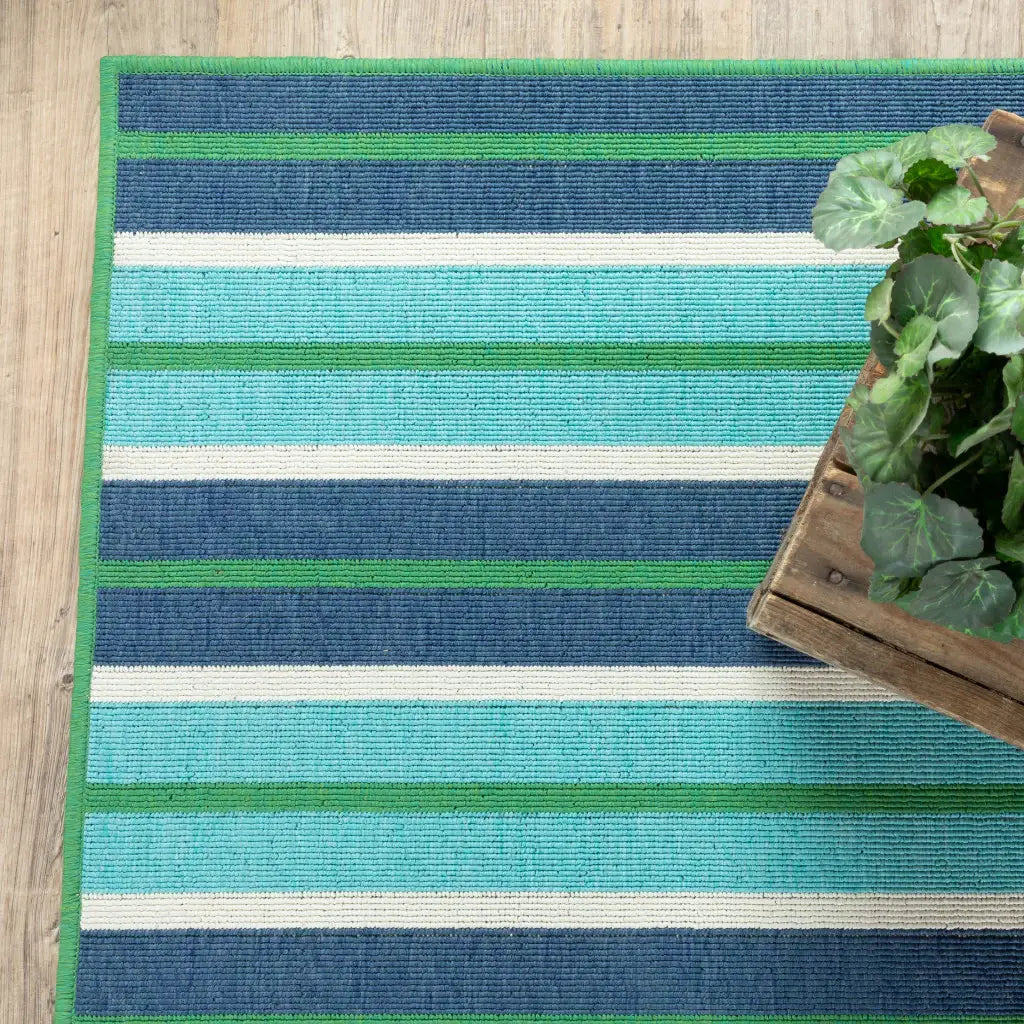2' X 3' Blue and Green Geometric Stain Resistant Indoor Outdoor Area Rug - Homeroots - Flyclothing LLC
