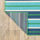 2' X 3' Blue and Green Geometric Stain Resistant Indoor Outdoor Area Rug - Homeroots - Flyclothing LLC